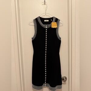 Sandro Black Dress with White Button Detail